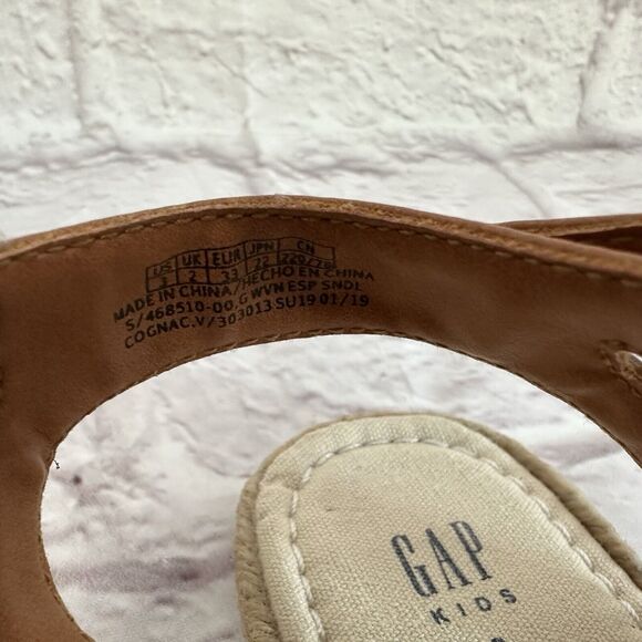 GAP Girls 3 Shoes Faux Leather Espadrille Open Toe Woven Sandals Adjustable - Picture 8 of 8